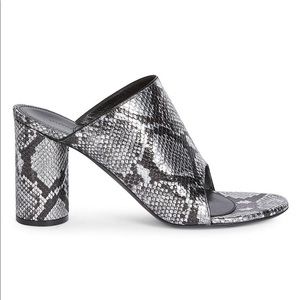 Balenciaga Silver Snake Effect Leather Mules